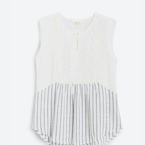 Feliciano Mixed Material Keyhole Knit Top size S